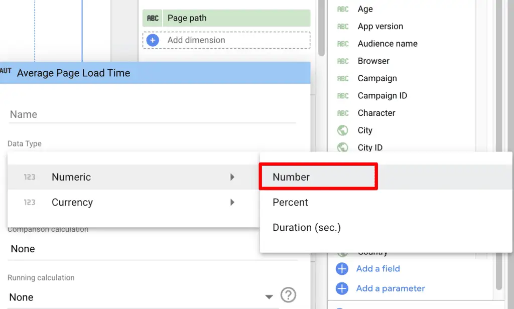 Switching the Data Type from Duration to Number