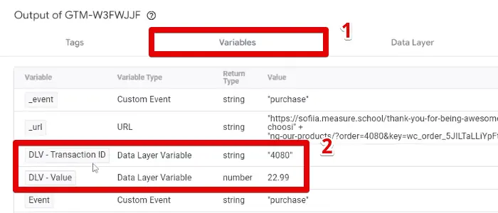 Transaction ID and value data layer variables