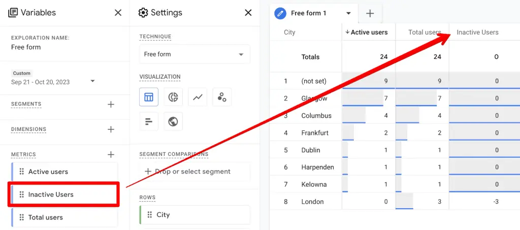 Using calculated metrics in exploration