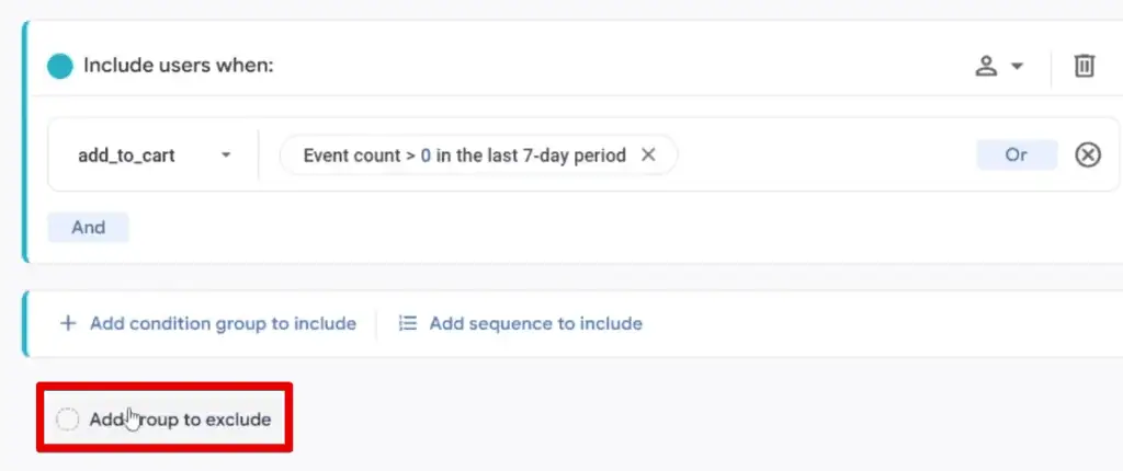 Adding a group to exclude