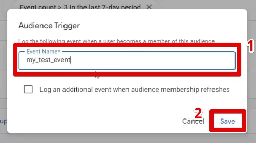 Audience trigger event name