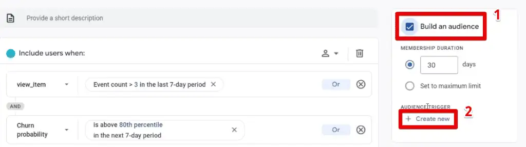 Building an audience and adding an audience trigger