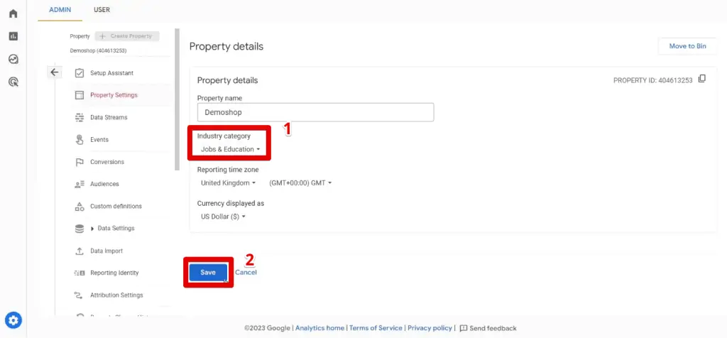 Changing the industry category to jobs & education