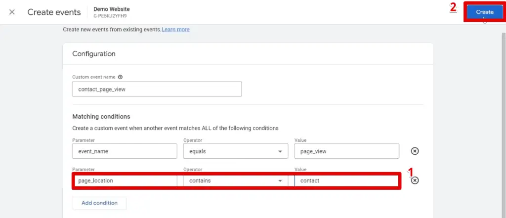 Creating a contact custom event