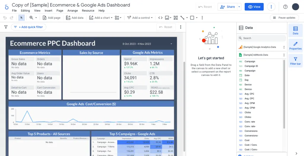 Editing Looker Studio dashboards