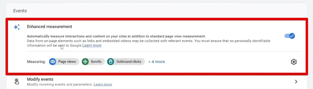 Enhanced measurement settings in the data stream