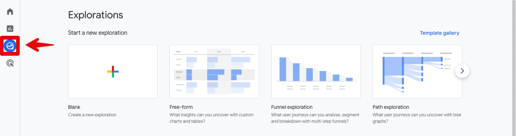 Explorations section in GA4