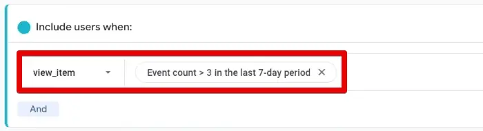 Including users who viewed an item more than three times in the last seven days