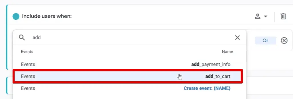 Selecting the add_to_cart event