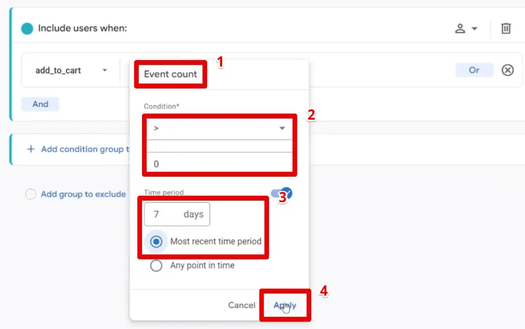 Specifying the first segment condition