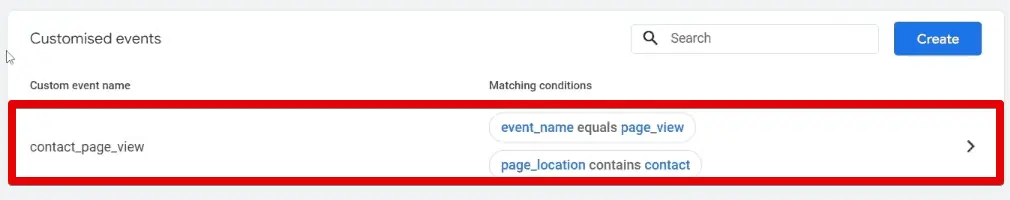 Successful creation of the contact custom event
