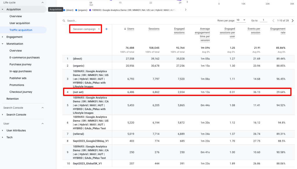 (not set) in the campaign