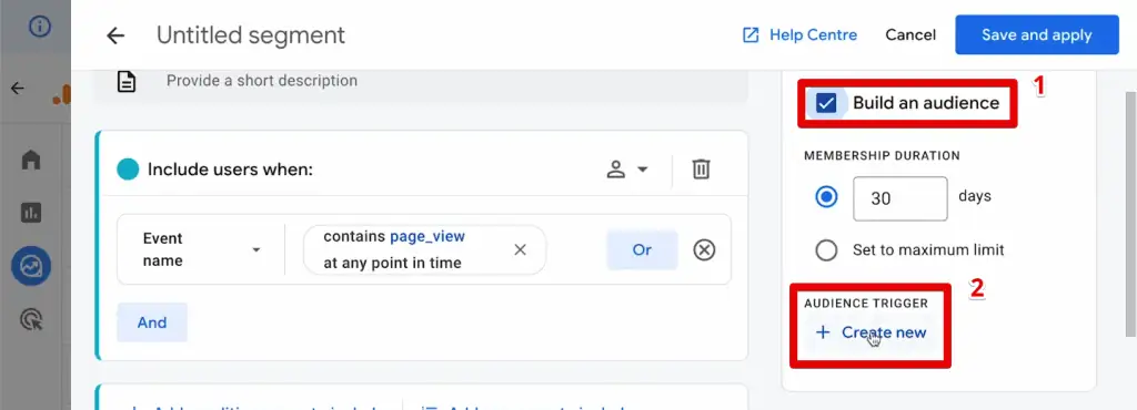 Audience triggers in GA4