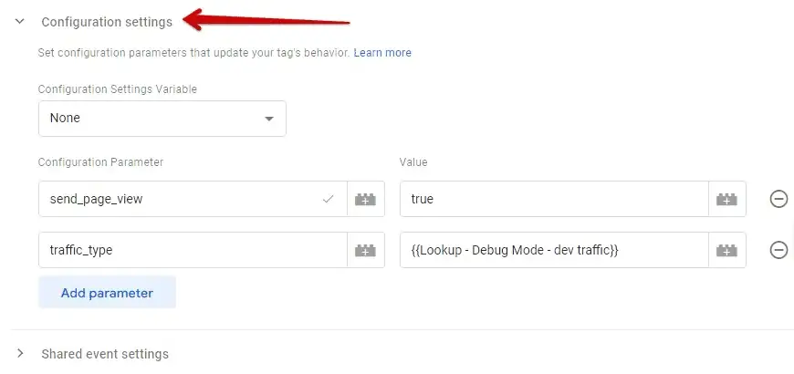 Configuration settings variable