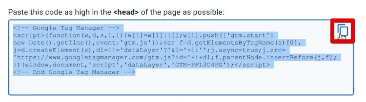 Copying the first GTM code