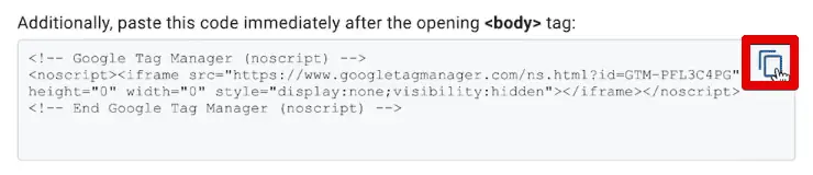 Copying the second GTM code