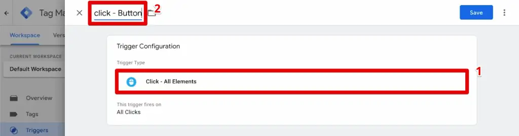 Creating a button click trigger