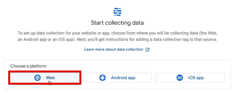 Creating a web data stream