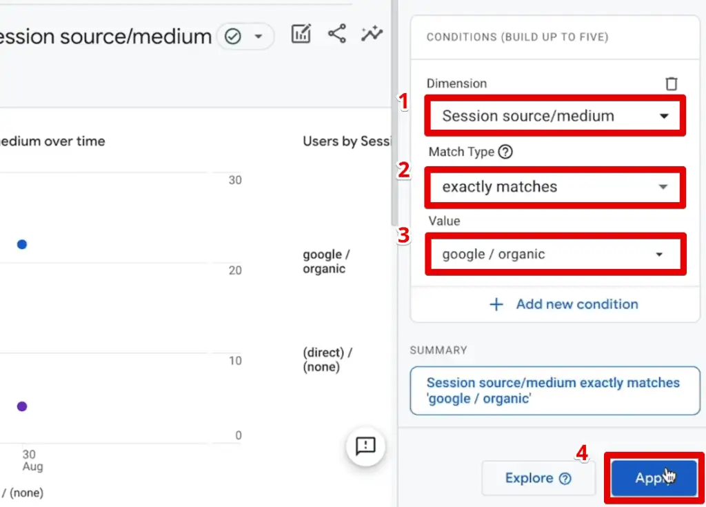 Creating the Google/organic comparison item