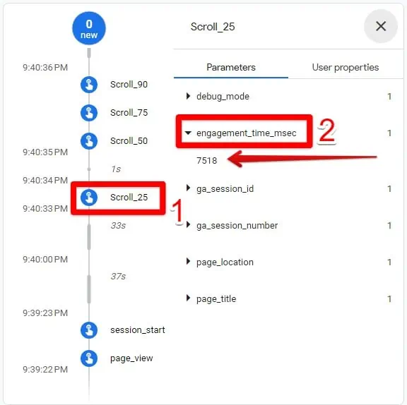 Engagement time parameter after the session starts