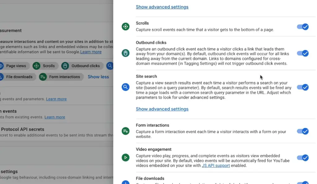 Enhanced measurement event options