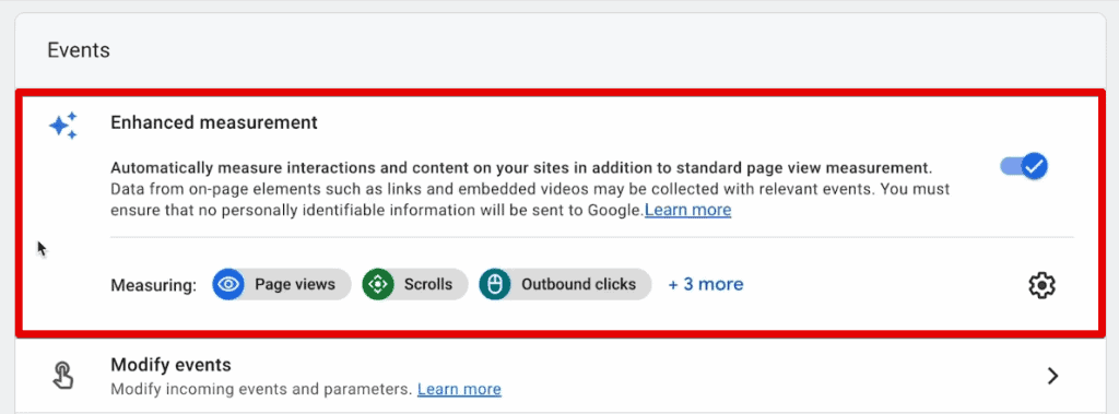 Enhanced measurement events in GA4