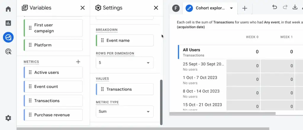 Explorations section in GA4