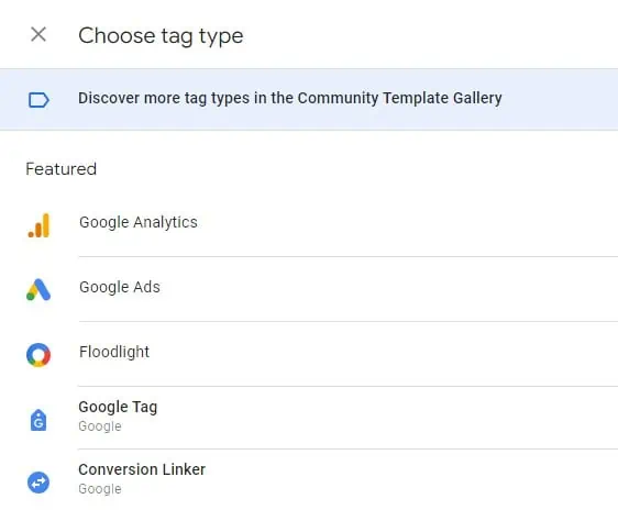 Featured tags in Google Tag Manager
