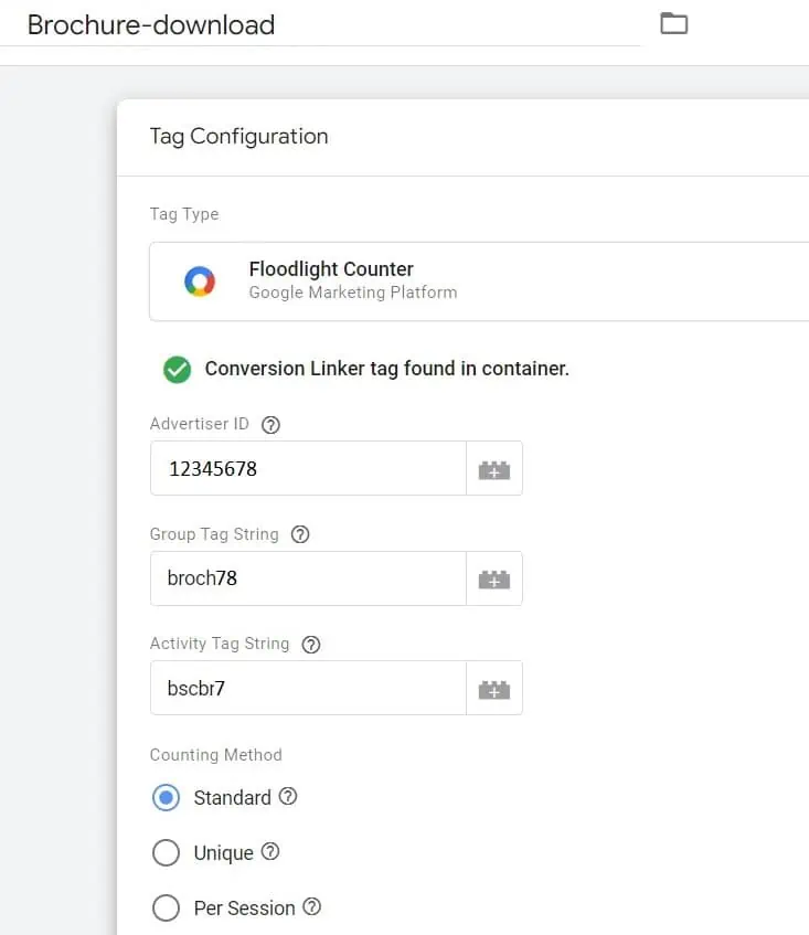 Floodlight counter tag in GTM