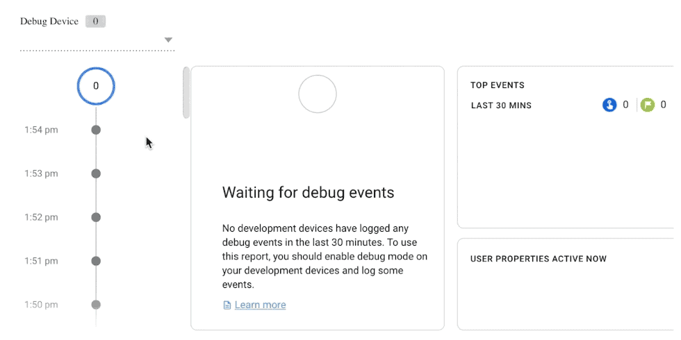 GA4 DebugView interface