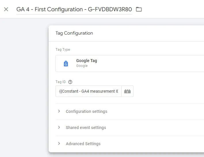 GA4 configuration tag with Google Tag