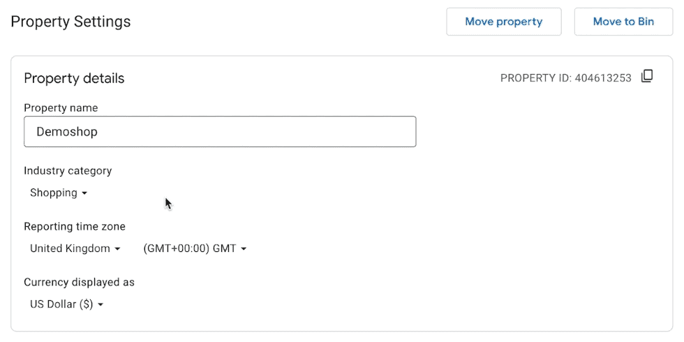 GA4 property details