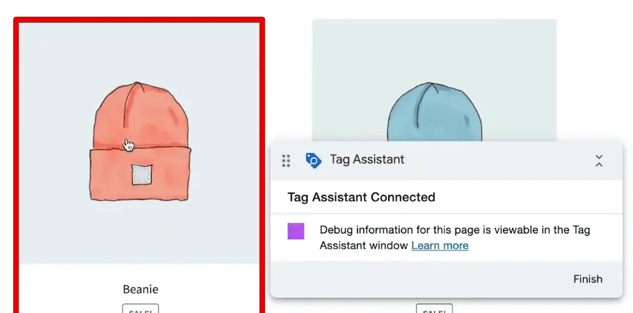 Going to the beanie product page