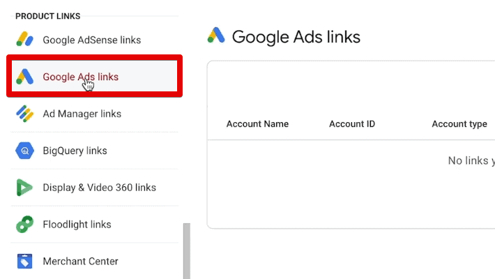 Google Ads product links