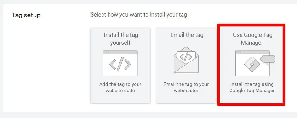 Google Ads selecting tag installation method