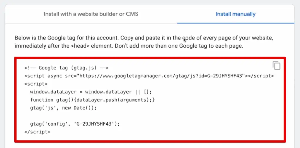 Google Analytics 4 tracking code