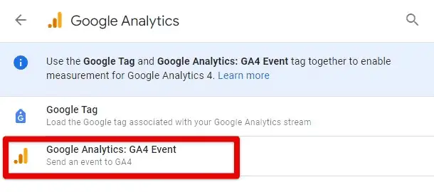 Google Analytics for GA4 event tag in GTM