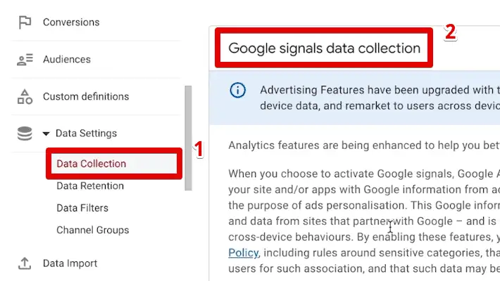 Google signals data collection