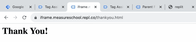 Iframe thank you page