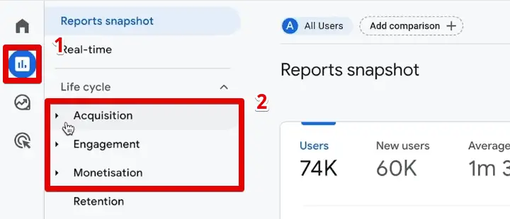 Life cycle collection in the reports tab