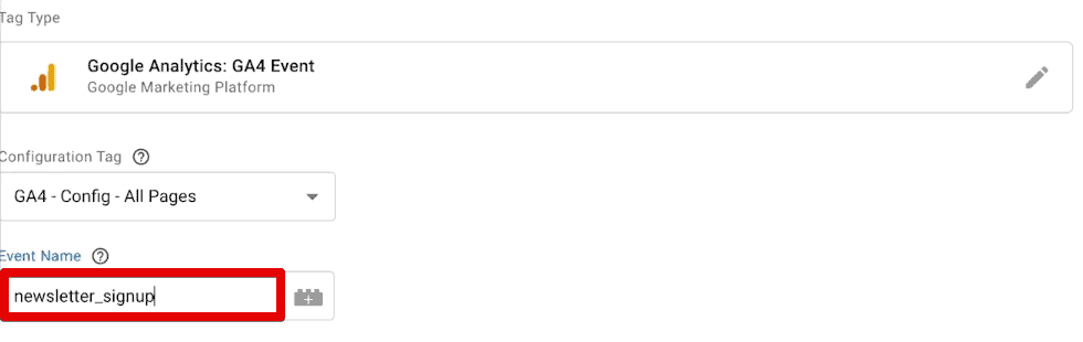 Newsletter_signup event name