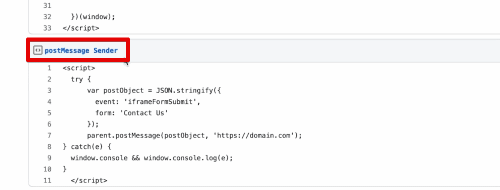 Post message sender code