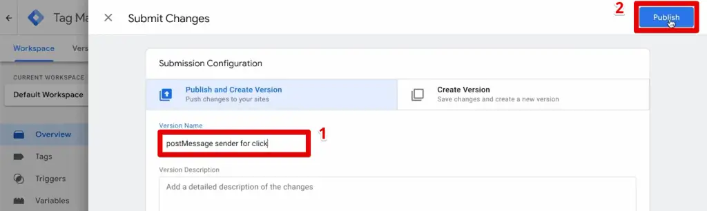 Publishing a version of the iframe container