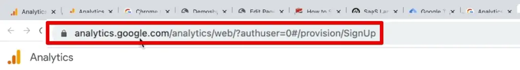 Signing up to Google Analytics