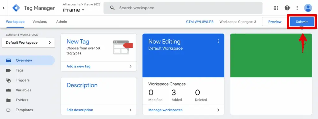 Submitting a version of the GTM container