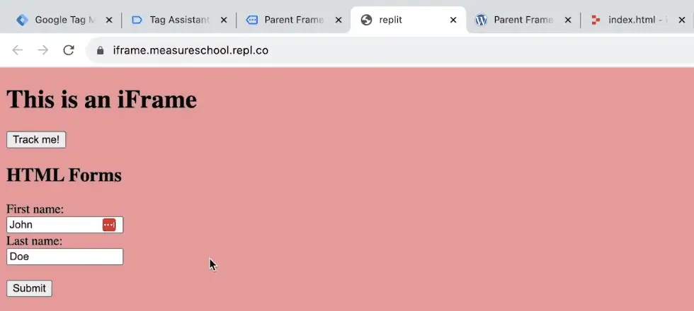 The website contained in the iframe