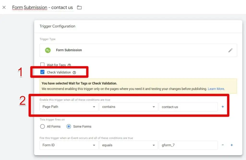 Check validation form submission trigger