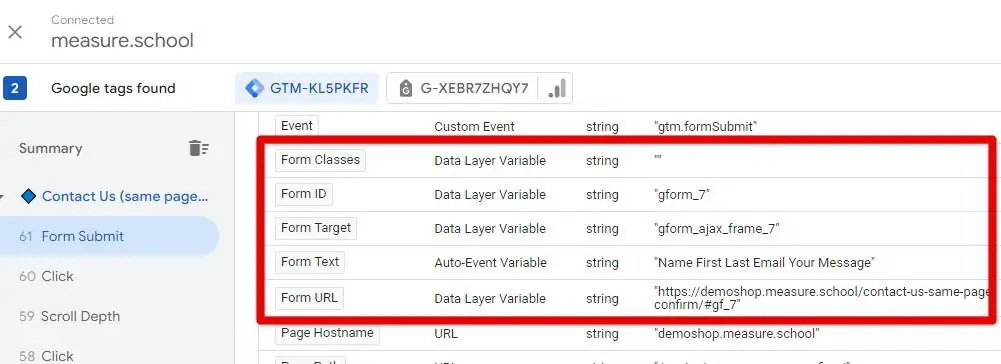 Form variables in the variables preview mode header