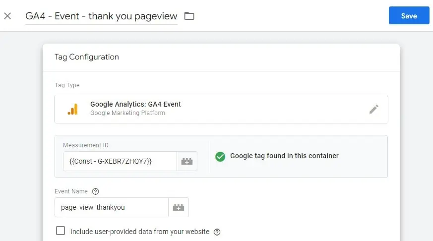 GA4 event tag in GTM