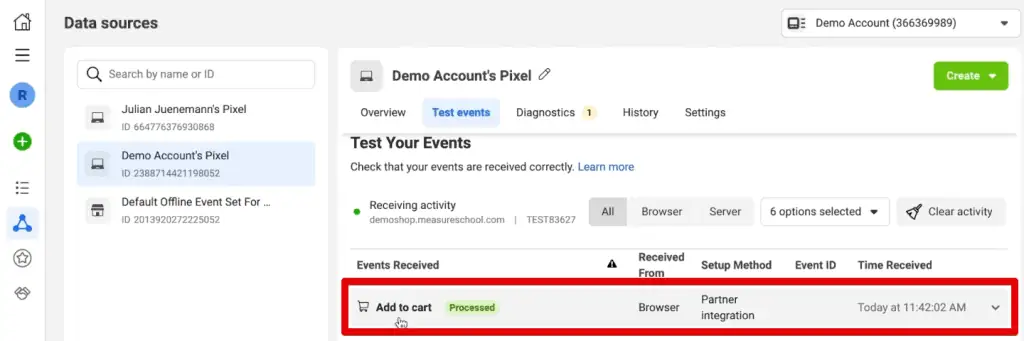 Add to Cart event processed by the events manager